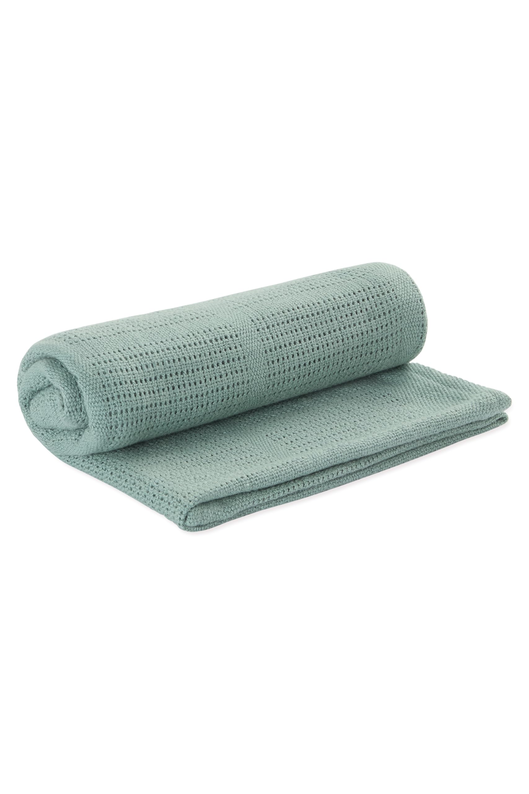 MORI Cellular Blanket Mint Organic Cotton Bamboo 70x100cm Lightweight Breathable for Newborn Durable Comfortable Swaddle Ideal for Cot Crib Moses Basket Pram or Travel