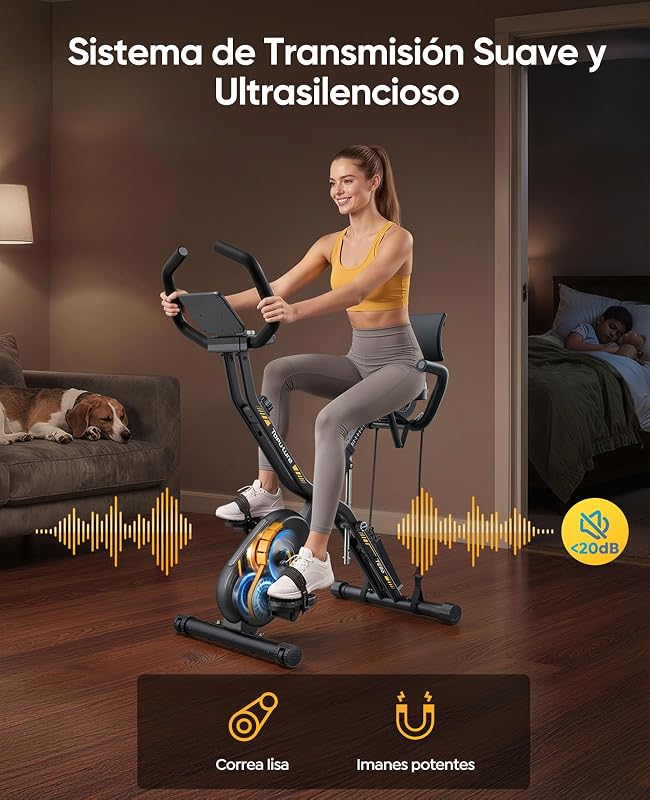 Bicicleta ergométrica magnética dobrável 5 em 1 Pro com APP, estável