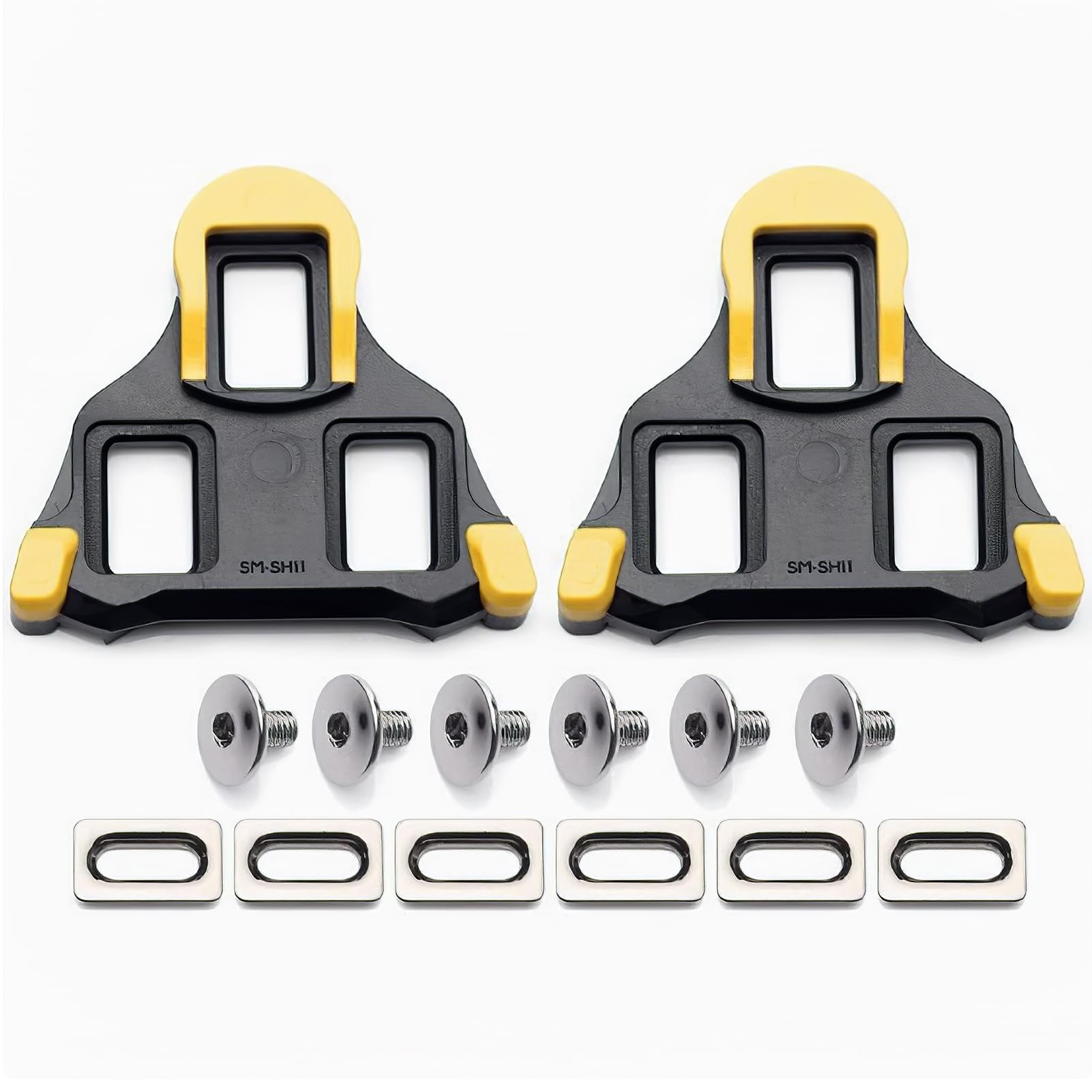 SPD Cleats for Shimano SPD SL (SH11 SH12 SH10), Pedals Yellow 6° Float Bike Bicycle Cleat Set for Cycling Shoes