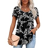 Anymiss 2026 Womens Spring Tunic Tops Summer Casual Loose Fit Short Sleeve T Shirts M-3XL