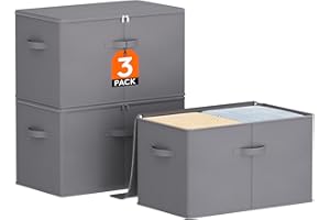 Lifewit 60L Storage Boxes With Lid, Foldable Wardrobe Storage Organiser With Reinforced Handle, Cube Storage Boxes For Clothe