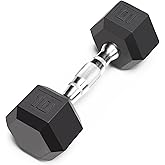Marcy Classic Rubber Hex Dumbbell - 5 to 70 lbs. Single Weight, Sold Individually