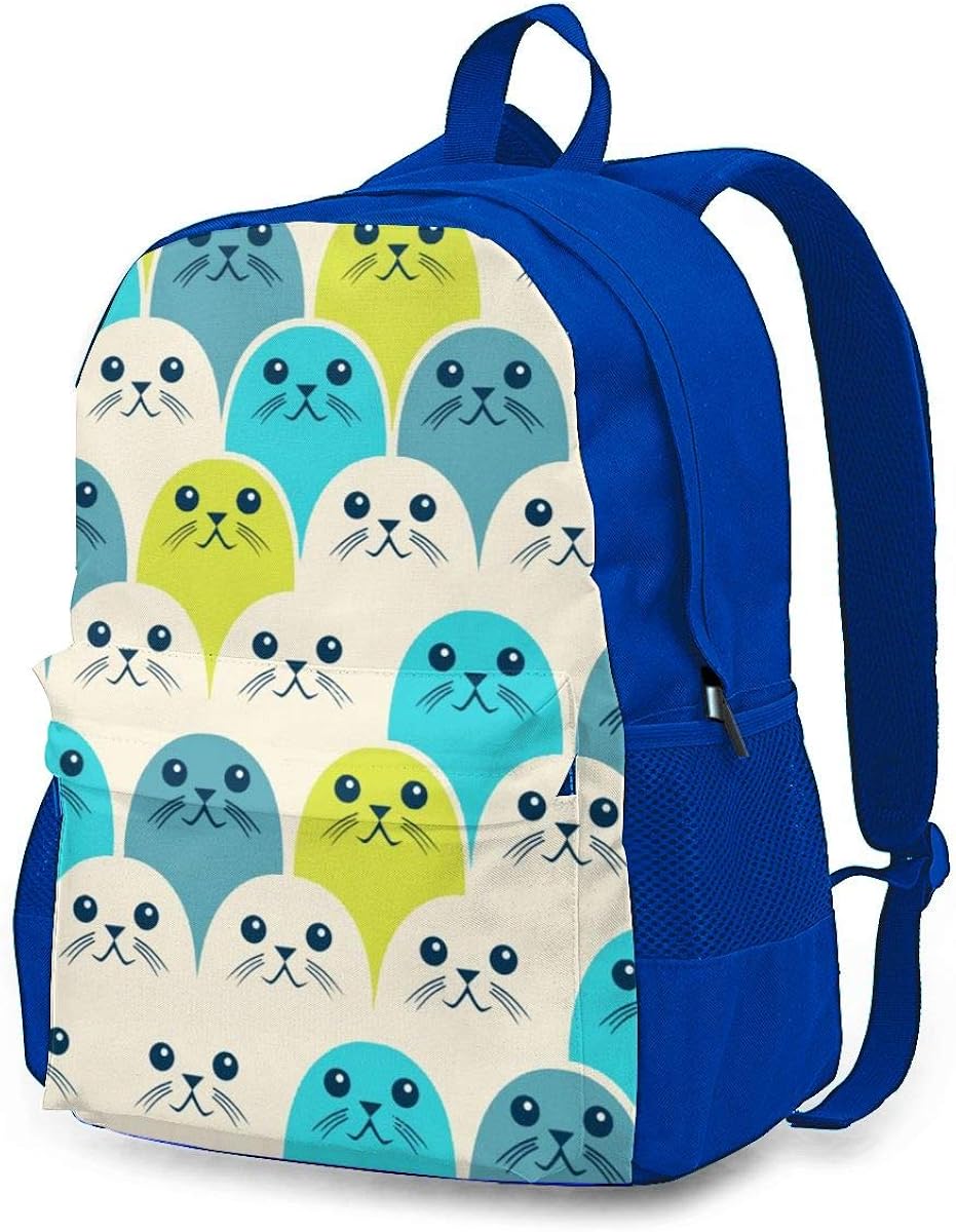 Cute Seal Pattern Backpack Rucksack Shoulder Bags Lightweight Gym Bag