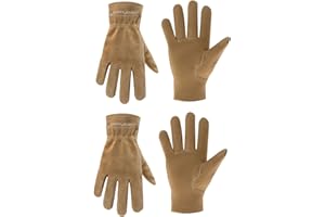 AIGEVTURE Kids Genuine Leather Work Gloves Kids Gardening Gloves age 2-11 Girls Boys for Children Garden Yard Outdoor
