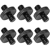 Frgyee 6 Pack 1/4" Male to 1/4" Male Threaded Tripod Screw Adapter Double Sided Standard Mounting Thread Converter for Camera Cage Mount