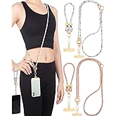 Chapou 4 Pcs Crystal Phone Strap Crossbody and Wrist Lanyard with Tether Tabs Beaded Rhinestone Sparkly Anti Theft Lanyard Cell Phone Neck for Women Nurses Teachers Travel Hiking