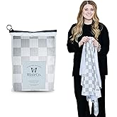 BlairCo. Greige Checkered Microfiber Hair Towel Wrap for Women: Quick Dry, Anti-Frizz Hair Drying Towel for Long, Curly, or Wet Hair. Soft Hair Wrap Turban for Shower, Spa & Travel