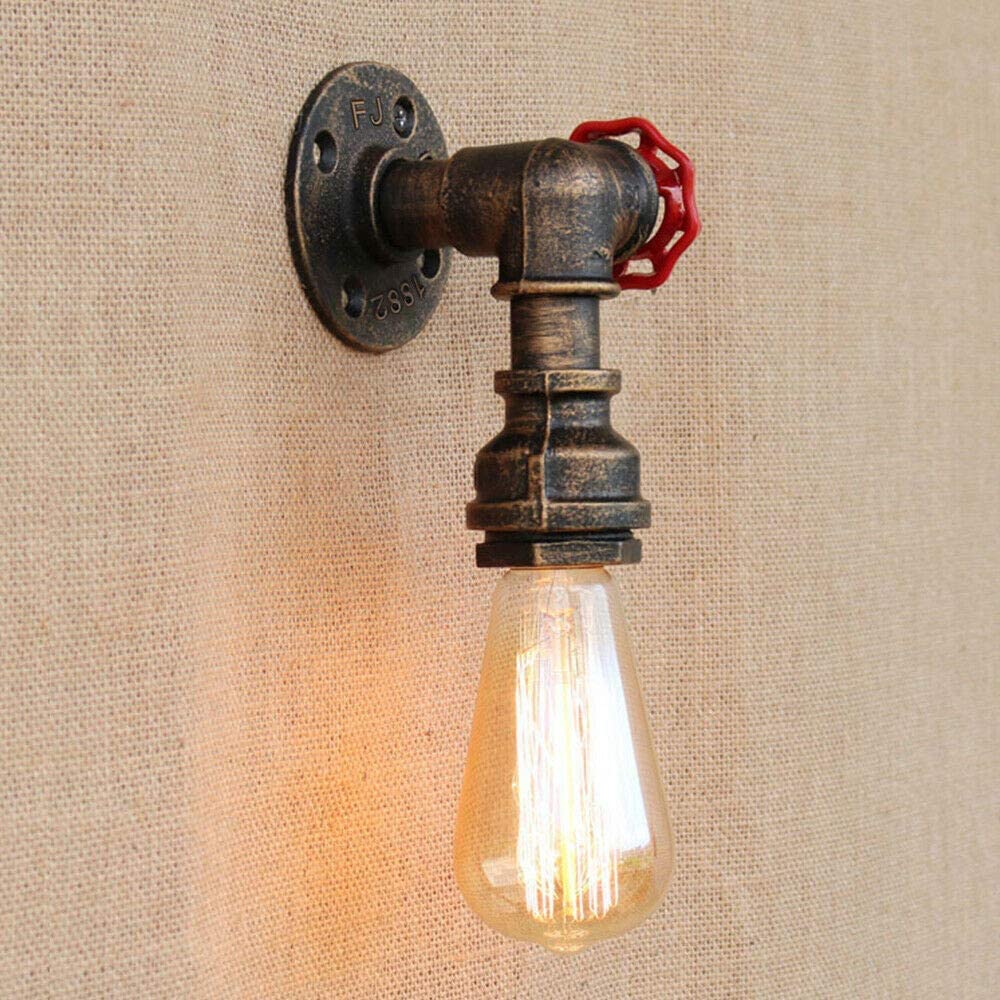 Offfay Industrial Wall Lights, Steampunk Wall Lamps, Vintage Water Pipe Wall Light, Retro Valve Tap Lighting Fixture, Single Loft Rustic Wall-Mounted Sconces for Bedroom Bar Pub Farmhouse Café Hotel