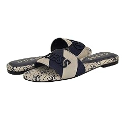 Guess Women's HARINI Flat Sandal, Dark Blue/White