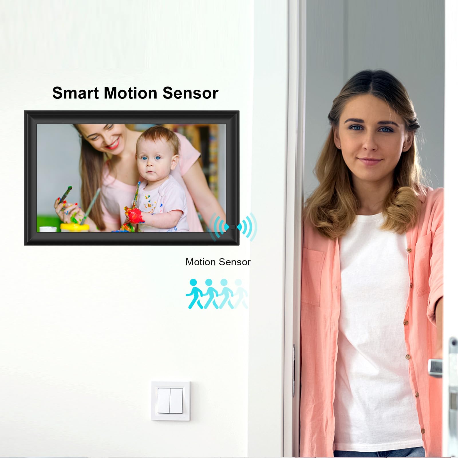 15.6inch FRAMEO Digital Photo Frame with 1920x1080 FHD IPS LCD Touch Screen, Dual-WiFi Share Photos & Videos Via Frameo, Support USB Drive/SD Card Extend Storage, Auto-Rotate, Wall Mountable With VESA