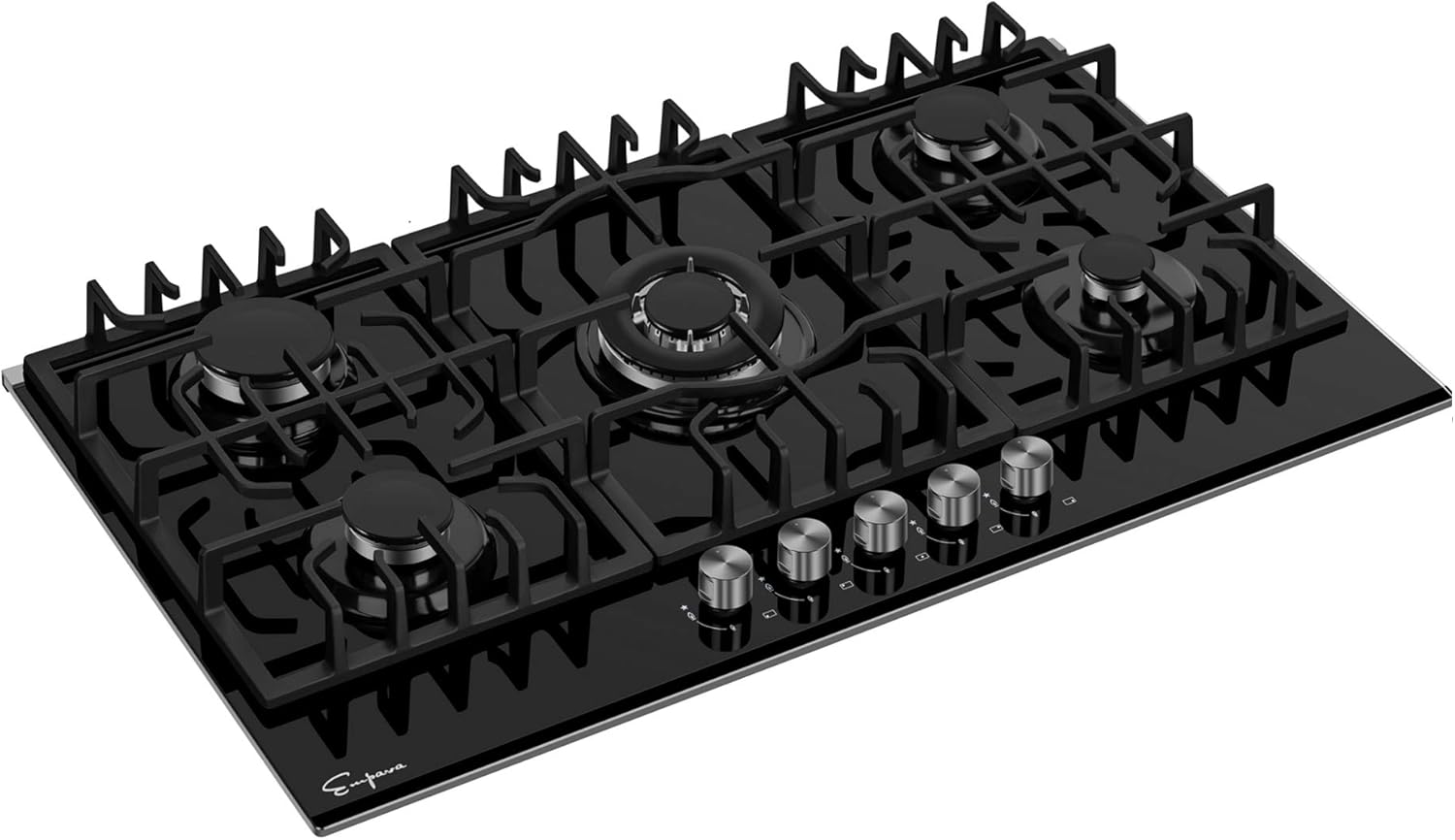 Empava 30 Inch Gas Stove Cooktop 5 Italy Sabaf Sealed Burners NG/LPG Convertible in Black Tempered Glass: Appliances