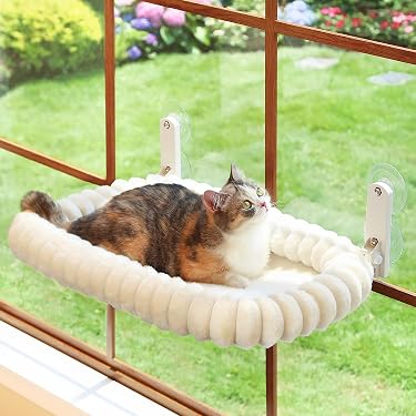 Zoratoo Cat Window Perch With Bolster - Adjustable Hammock Seat For Large Cats (Gray)