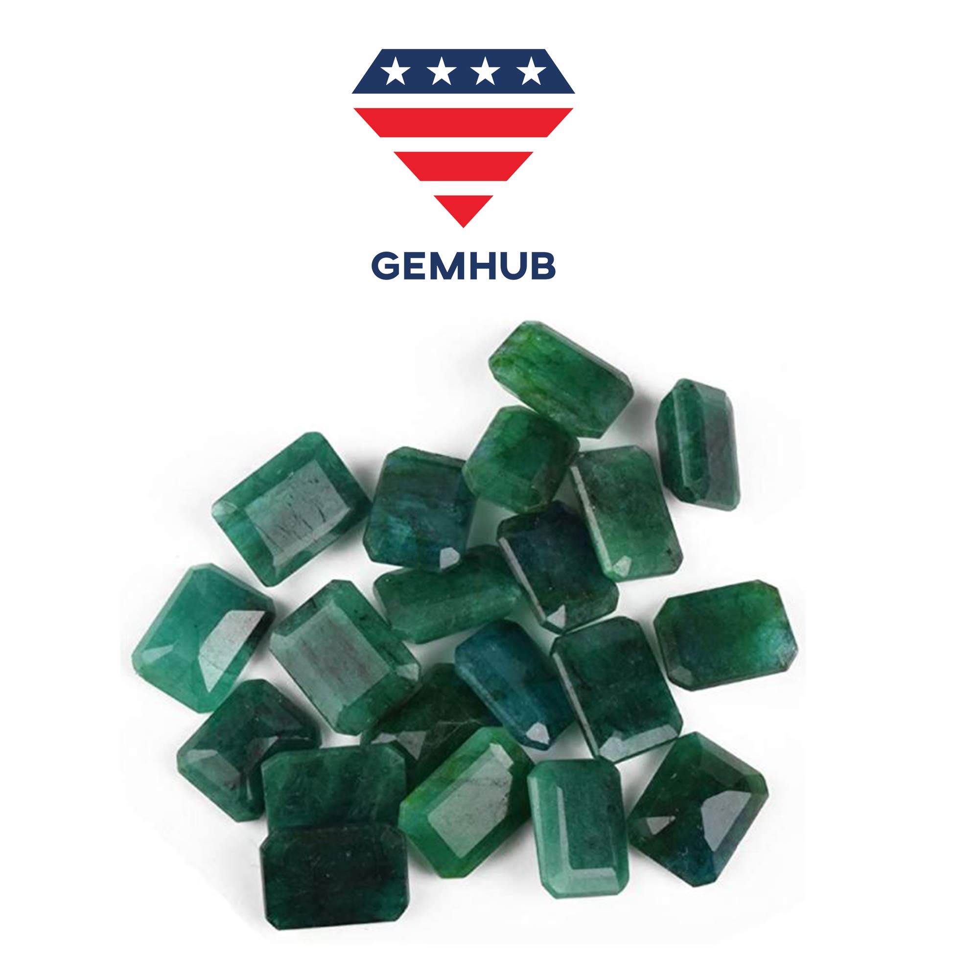 GEMHUB Zambian A+ Grade Green Emerald Approx 200 Ct. Set of Fine 20 Pieces Natural Green Emerald Loose Gemstones Beads