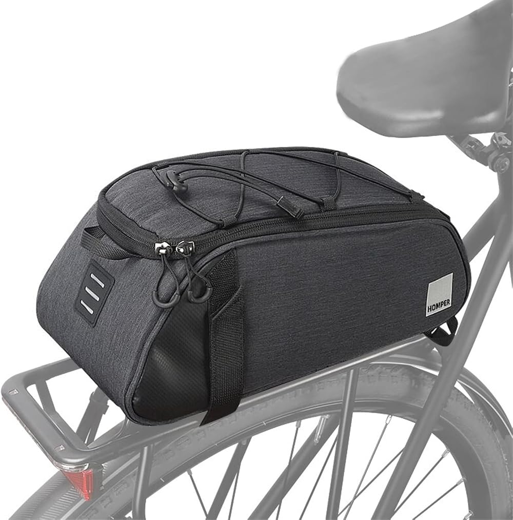 HOMPER Cycle Saddle Rear Rack Pannier Bag 7L Black with Shoulder Strap