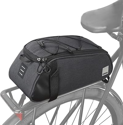 HOMPER Cycle Saddle Rear Rack Pannier Bag 7L Black with Shoulder Strap