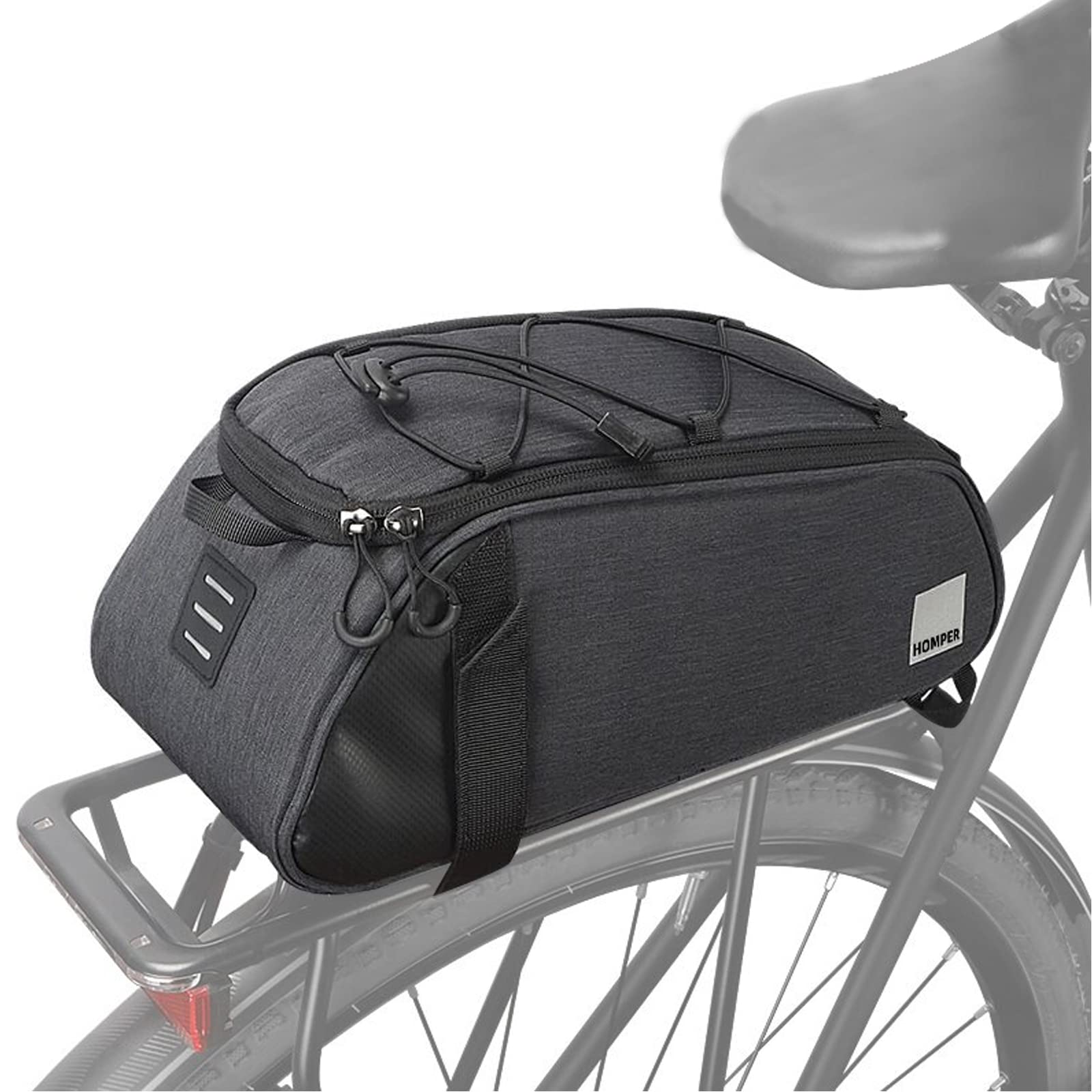 HOMPER Cycle Saddle Rear Rack Pannier Bike Bag, 7L Bike Pannier Bag with Shoulder Strap, Black