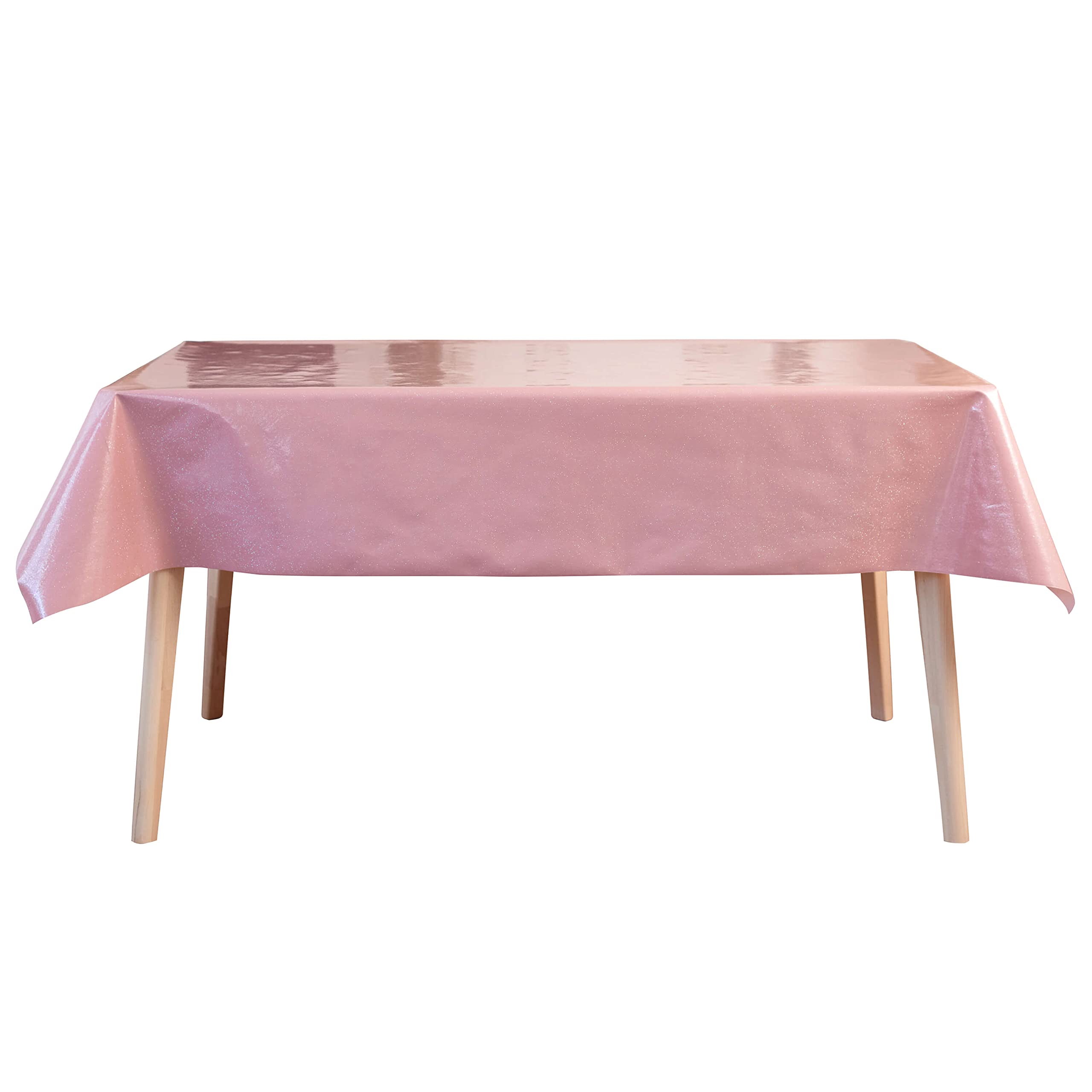 Jolee Fabrics Pink Glittery Glitter Sparkle Wipe Clean PVC Vinyl Tablecloth (140cm x 200cm Long Rectangle)