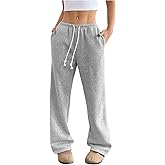 SOLY HUX Women's Drawstring Sweatpants Elastic Low Rise Baggy Straight Leg Casual Pants with Pockets