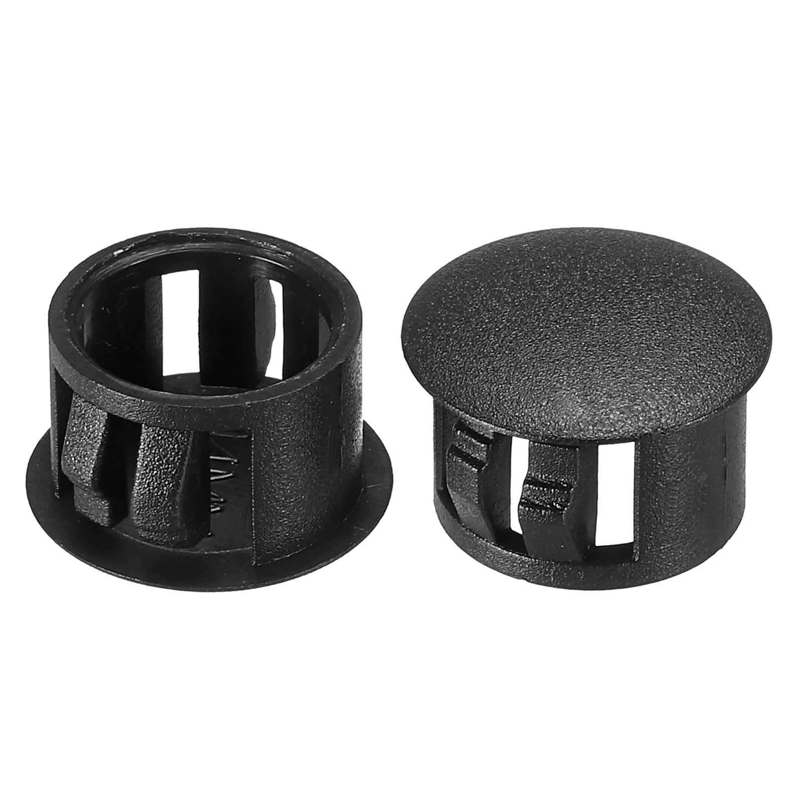 PATIKIL 14mm (9/16") Plastic Hole Plugs, 60Pcs Flush Type Round Hole Plugs Cover Snap in Locking Hole Tube for Table Kitchen Cabinet Furniture, Black