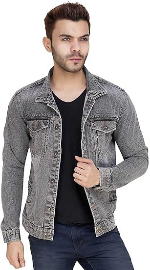full sleeve solid men's denim jacket