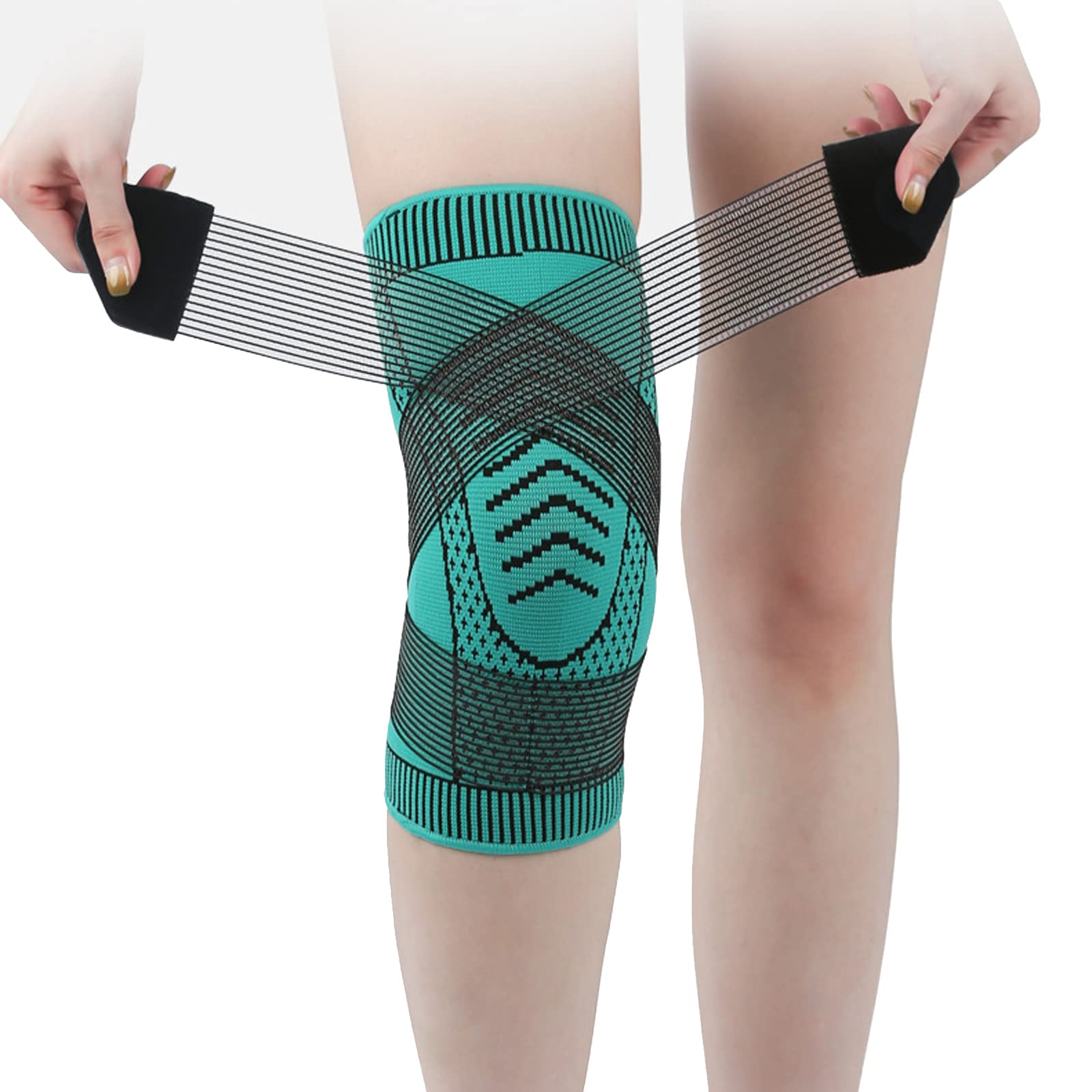 Knee Brace Support Adjustable Strap Compression Knee Sleeves for Men Women, Kneepads for Joint Pain Relief, Arthritics ACL, Meniscus Tear, Ligament Injury, Knee Guards with Sports Protection, Running