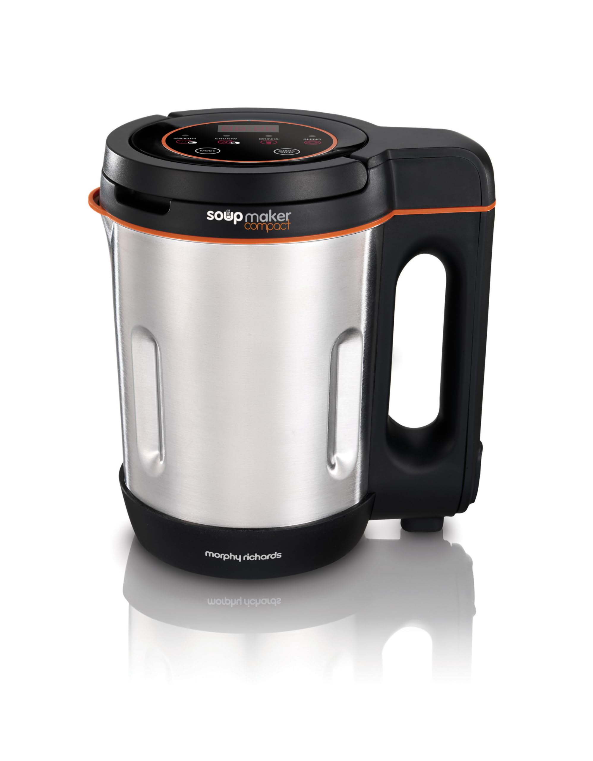 Morphy Richards Compact Soup Maker, 1L, Blend, Smooth and Chunky Soup, Smoothies, Quick and Easy Cooking, 900W, Black & Stainless Steel, 501021