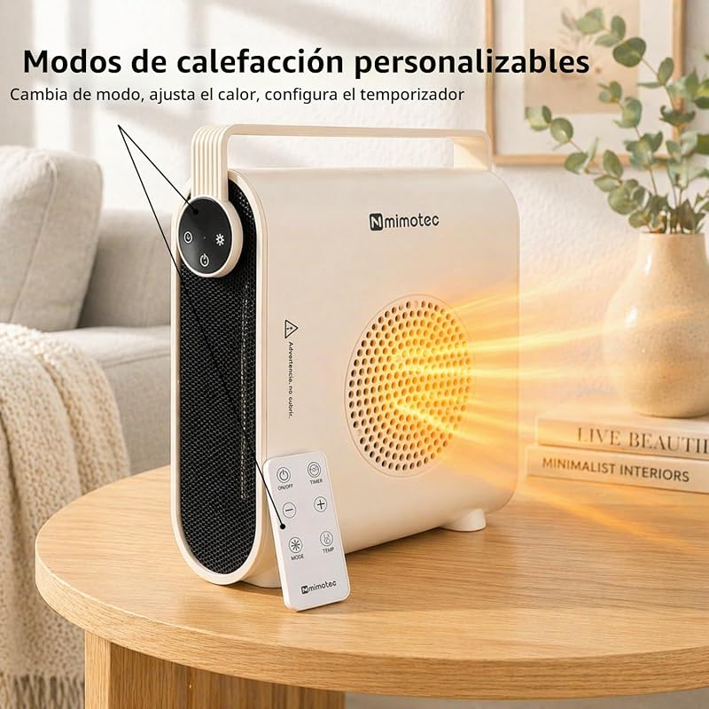 - Aquecedor elétrico cerâmico White Hearth 2000W, silencioso <60 dB, com comando remoto, proteção contra sobreaquecimento, aquecedor portátil interior