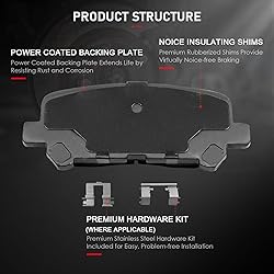 cciyu D1281 D1280 8pcs Front & Rear Ceramic Brake