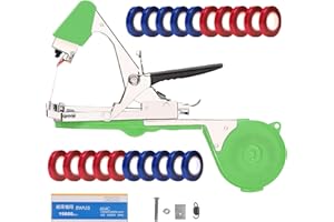 DrRobor Plant Tying Machine Tomato Tape Tool with 21 Rolls of Tape and 1 Box of Staple for Garden Vegetable Grape Cucumber Pepper