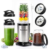 Smoothie Blender Grinder Combo, Countertop Blender Smoothies and Shakes | 16-in-1 Single Serve Smoothie Maker with 2x To-Go Cup &amp; 10oz Grinding Cup, Blender Protein Shakes &amp; Spices, Max 900W