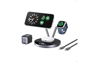Anker Prime MagSafe Charger Compatible, 3-in-1 Charging Station, Qi2 25W Certified Wireless Charger Dock Stand, Smart Display with TEC Active Cooling, for iPhone 17, Apple Watch, AirPods, and More