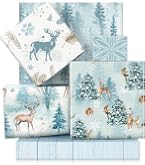 Christmas Wrapping Paper - 5 Sheets Blue Reindeer Design, 50x70cm, Tear-Resistant For Gift Wrapping