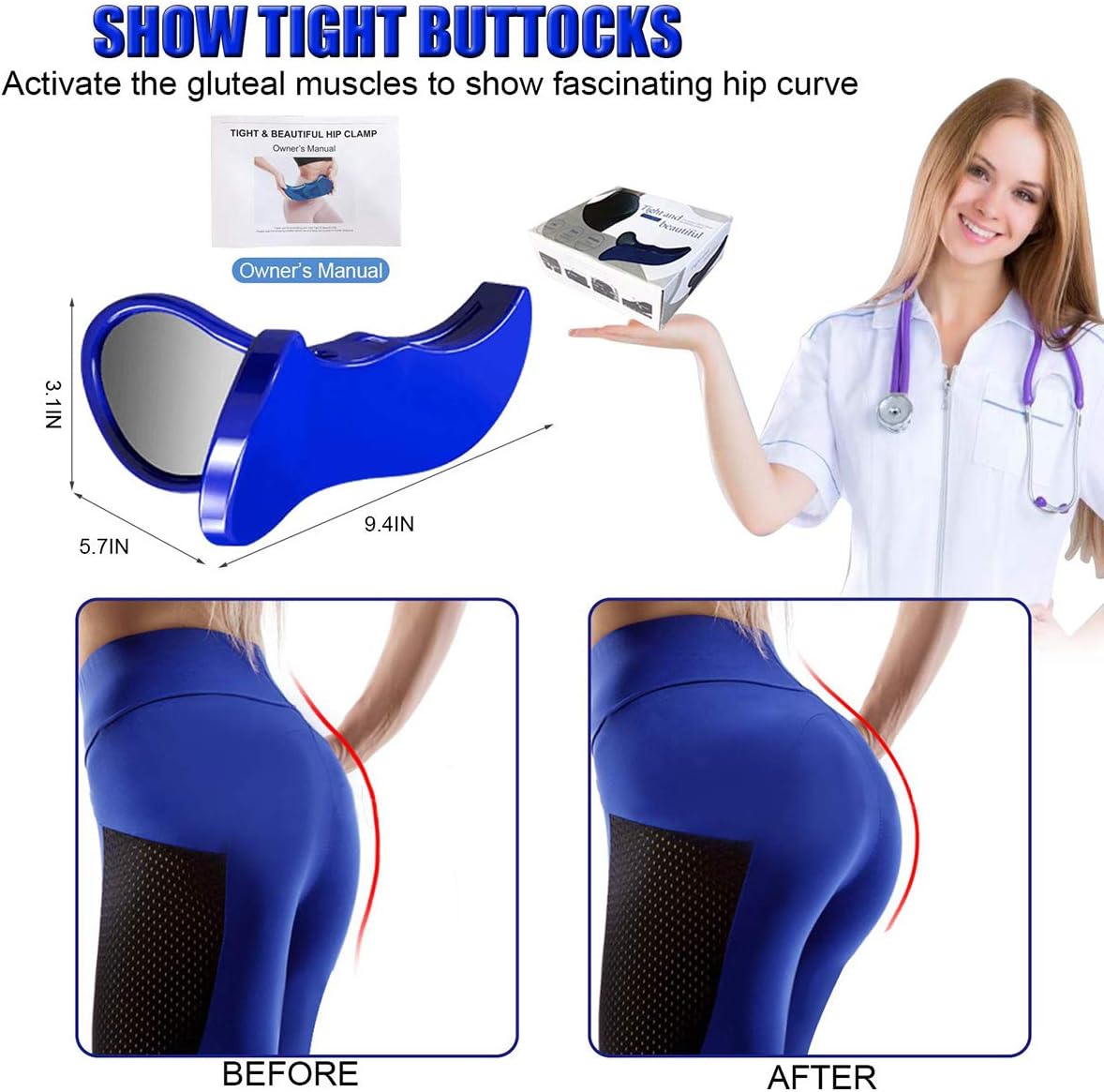 Kegel Exerciser,Super Kegel Muscle Exerciser,Pelvic Floor Muscle Exerciser and Bladder Control Devices, Correction Beautiful Buttocks Bladder Control Device Postpartum Rehabilitation (Blue): Sports & Outdoors