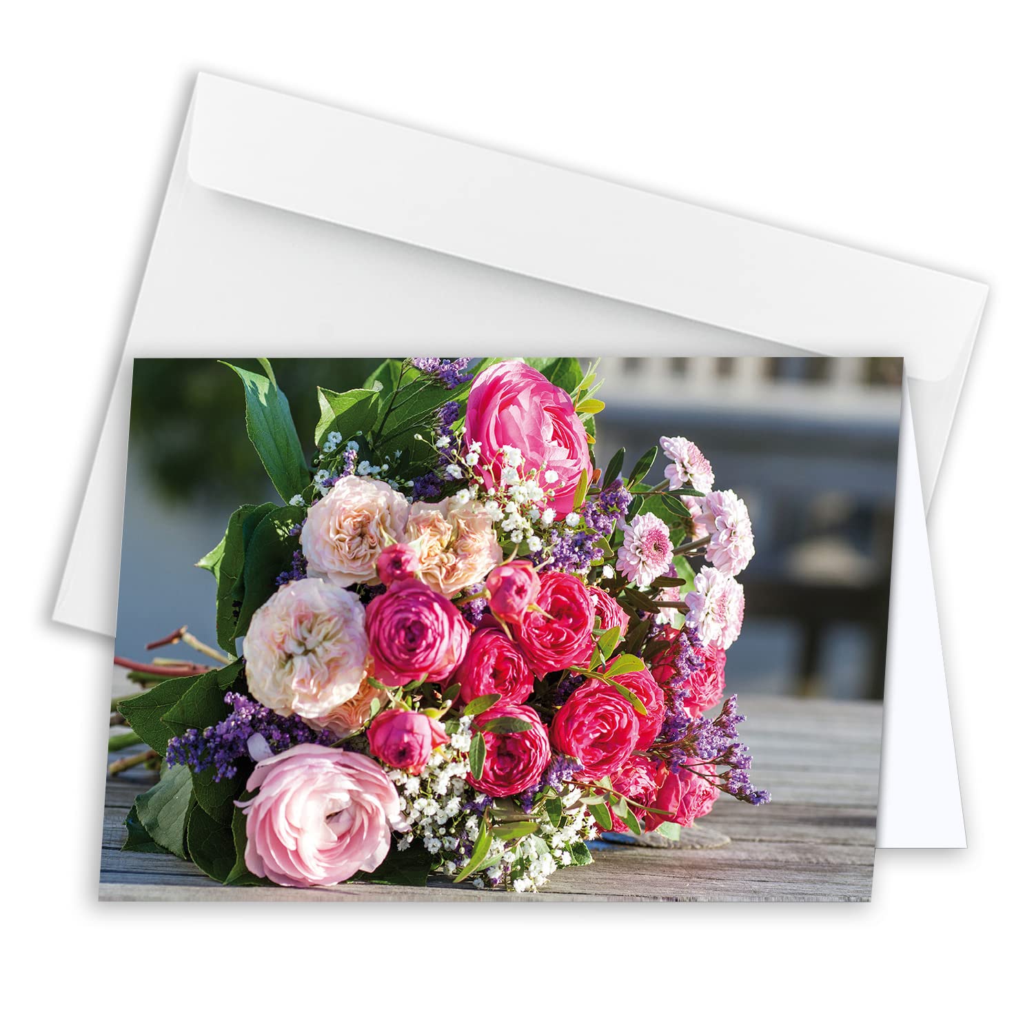 XXL greeting card for every occasion, DIN A4 - large greeting cards - 1 piece - greeting card set with large envelope DIN C4 - bouquet of flowers