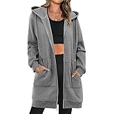 StunShow Women's Zip Up Hoodies Oversized Fleece Long Sleeve Sweatshirts Casual Fall Jacket Coat with Pocket(S-3XL)