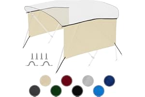 KNOX 4 Bow Bimini Top Sidewalls for KNOX Bimini Tops for Boats, 600D Solid Canvas Side Blocks with Adjustable Straps, Stainle