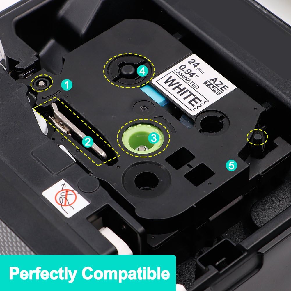 Tze 24mm Label Maker Tape Replace for Brother Label Printer Tape Brother Ptouch Tape 24mm Laminated Tz Tze251 Tze151 Tze451 Tze551 Tze651 Tze751 Compatible with P Touch PT-D610bt 710Bt D600 E500 E550W - Image 3
