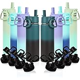 Volhoply 20oz Insulated Stainless Steel Water Bottle With Straw Lid Bulk 8 Pack,Kids Double Wall Vacuum Cups With Handle,Reusable Outdoor Sports Metal Bottles,Travel Flask Keep Cold(Assorted,8)
