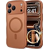 CAPRARO Magnetic for iPhone 17 Pro Case for Women Girls, Upgraded [Full Camera Protection] [Compatible with MagSafe] Cute Wave Translucent Matte Phone Case for iPhone 17 Pro, Dark Orange