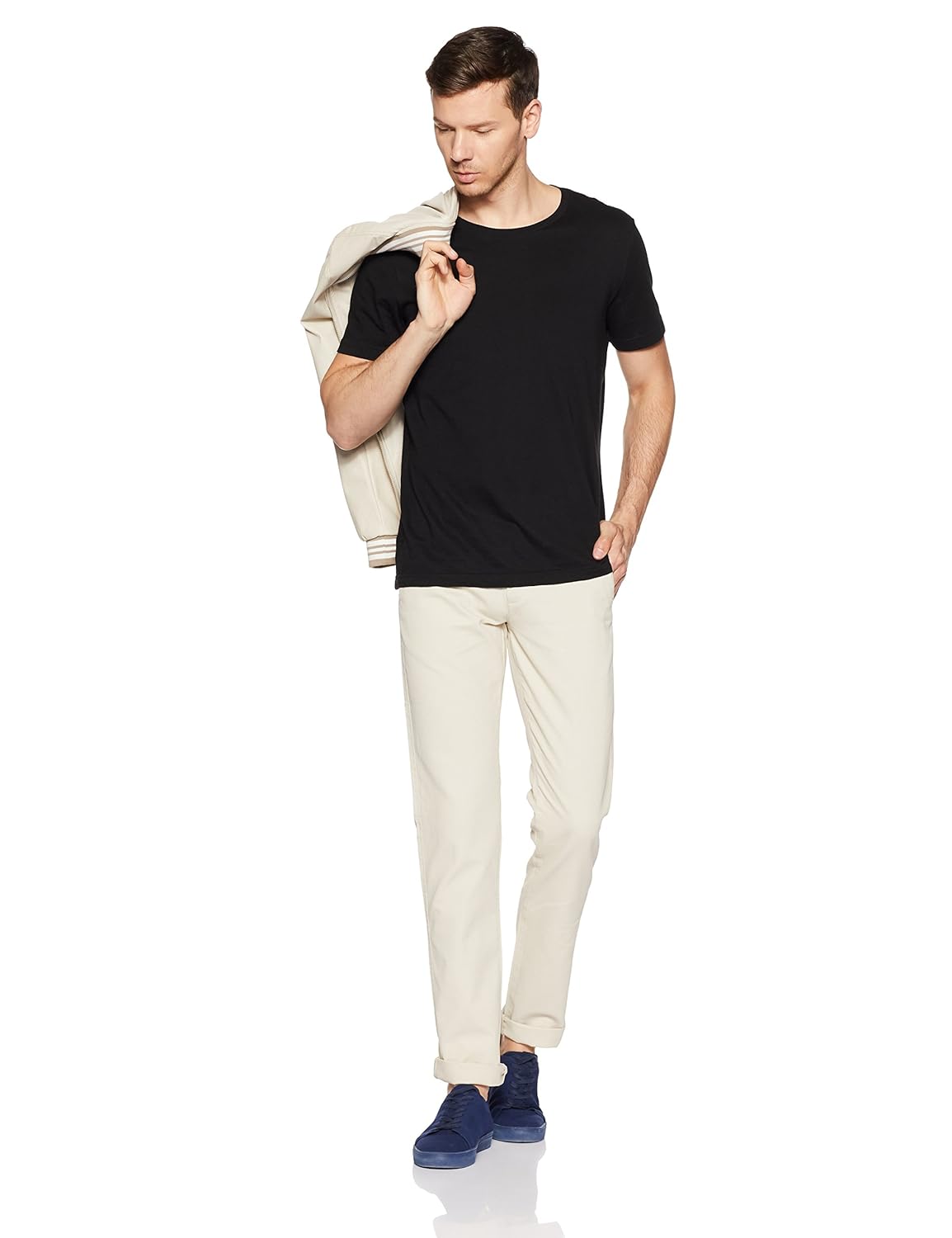 arrow sports men's straight fit cotton casual trousers