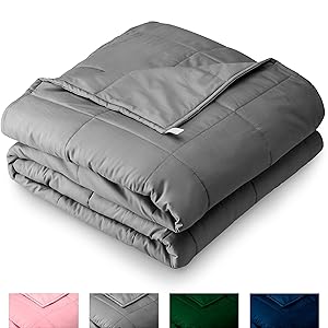 Bare Home Weighted Blanket for Kids 10lb (40" x 60") - Throw Size - All-Natural 100% Cotton – Premium Heavy Blanket Nontoxic Glass Beads (Grey, 40"x60")