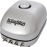 Active Aqua 4-Outlet Air Pump, 6W, 15 L/min, Silver/Grey, Aquarium Aerator