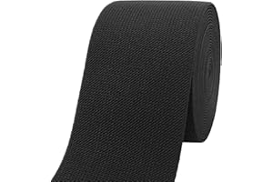 JESEP YONG Black Wide Knit Elastic Band for Sewing 3 inch 5yards Double-Side Twill Woven Elastic Heavy Stretch Elastic Spool Band for Pants Waist-Wigs-Skirts-Craft-DIY Projects