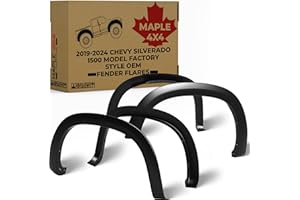 MAPLE4X4 Compatible with 2019-2024 Chevy Silverado 1500 Model Factory Style OEM Fender Flares – Smooth Black, Set of 4 (Not f