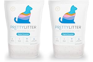 PrettyLitter Health Monitoring Cat Litter (Unscented, Non Clumping) | Lightweight & Low Tracking, Color Changing Silica Gel C