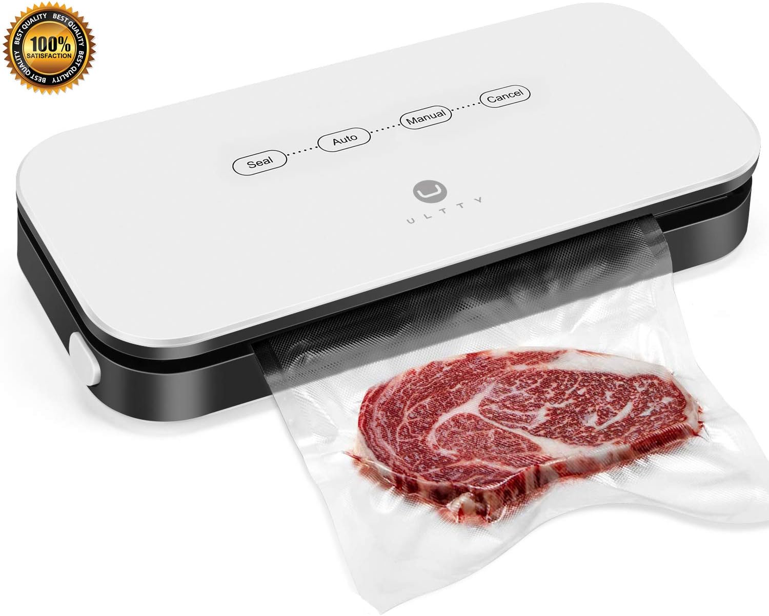 Vakuumiergerät ULTTY Lebensmittel Vakuumierer mit 30 Vakuumierbeutel - Folienschweißgerät für Sous Vide Lebensmittelaufbewahrung 8x länger frisch Weiß