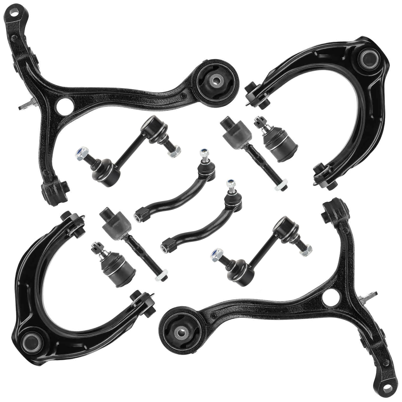 Photo 1 of ***PARTS ONLY***Front Control Arms Upper Lower Suspension Kit Fit for Honda Accord 2008 2009 2010 2011 2012 with Inner Outer Tie Rods End Links Sway Bar Ball Joints Driver Passenger Side-12pc