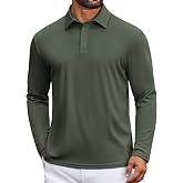 COOFANDY Mens Polo Shirts Long Sleeve UPF 50+ Moisture Wicking Golf Shirt | 3 Button Lightweight Collared Shirts, Shape Retaining, Classic Basic Polos, Ideal for Golf, Tennis and Daily Casual Wear