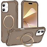 HIGLYCASE Compatible with iPhone 16 Plus Case with Invisible Magnetic Ring Stand [Compatible with Magnetic] [Military Drop Protection] Shockproof Slim Hard Back Soft Edge Case 6.7 Inch, Khaki