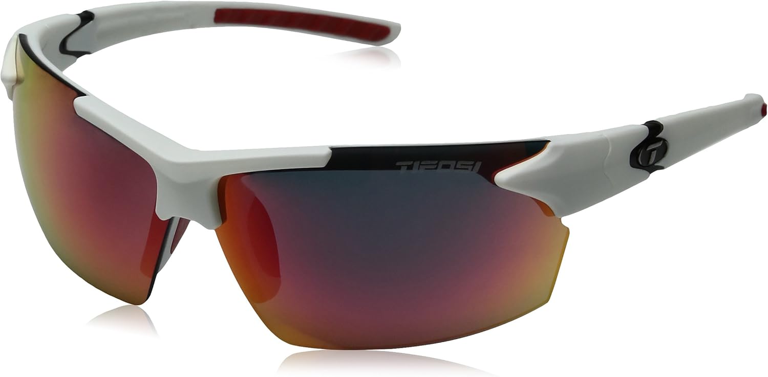 Tifosi Jet 0210400677 Wrap Sunglasses,Metallic Silver Frame/Smoke & Blue Lens,One Size: Clothing